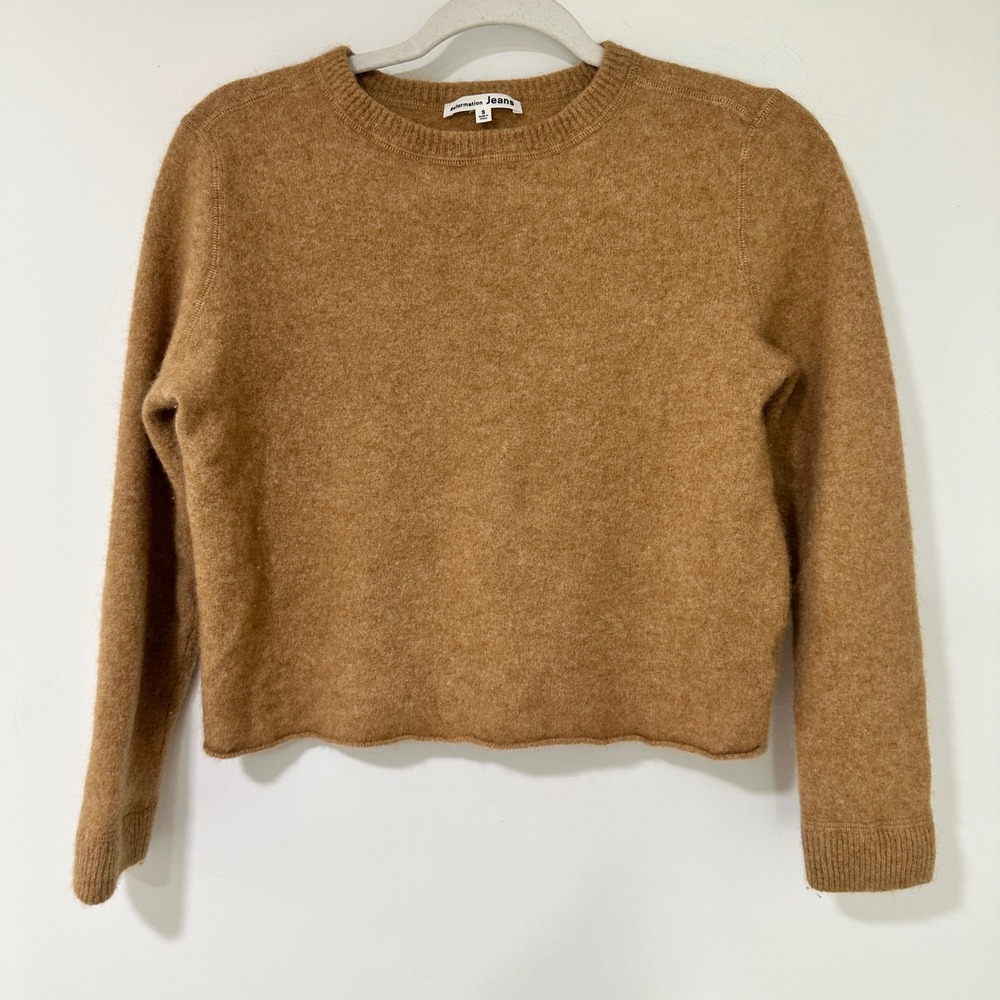 Reformation Recycled Cashmere Sweater Womens Small Camel Tan Cropped Minimalist